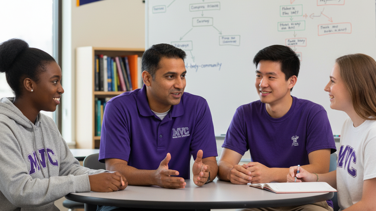 Student advisor mentoring student in health studies