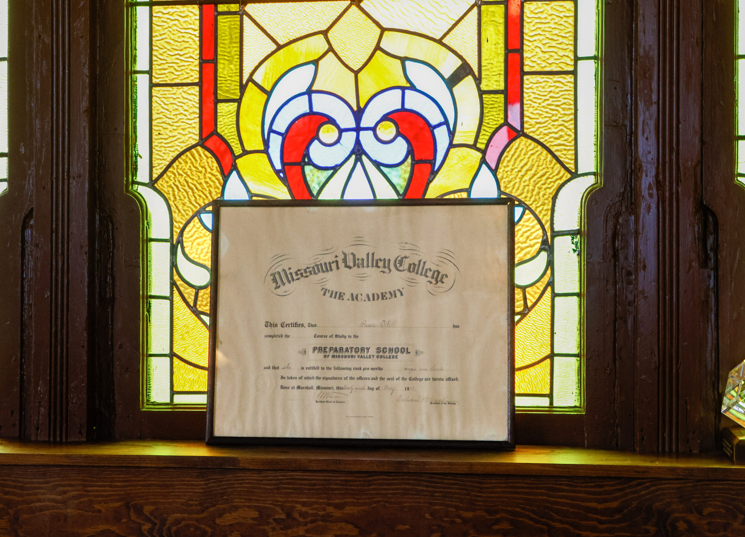 Alumni Recognition Center and Museum Display honoring Bessie Odell, Class of 1912, and the Bairdeans Literary Society
