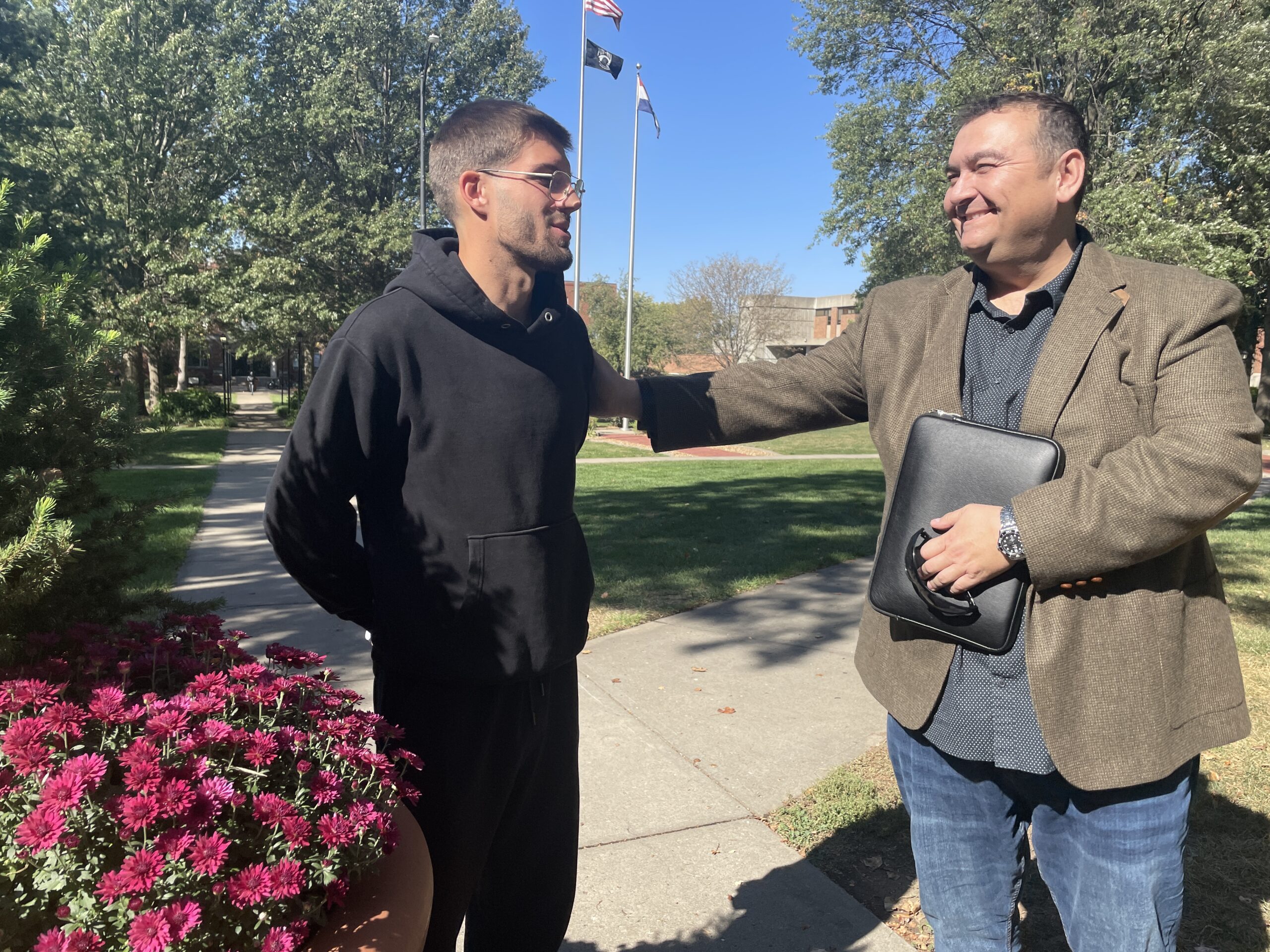 God-Family-Country Dr. Parisi speaking with Missouri Valley University students