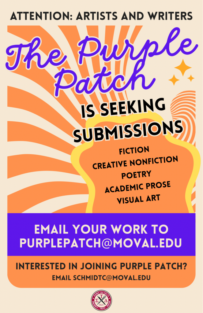 The Purple Patch Call for submissions poster for The Purple Patch. Submission details are listed on this page.